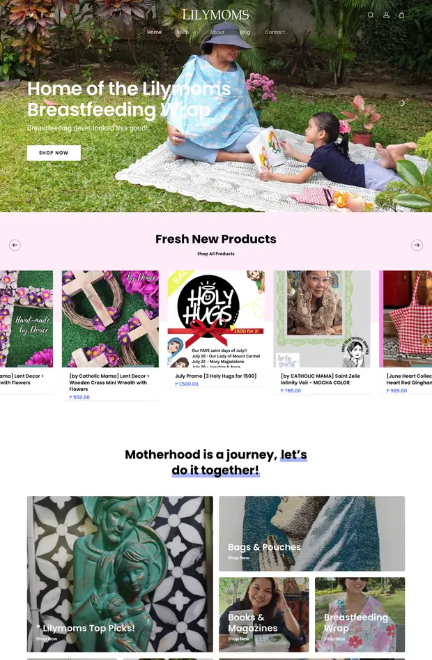 Screenshot of the Lily Moms website
