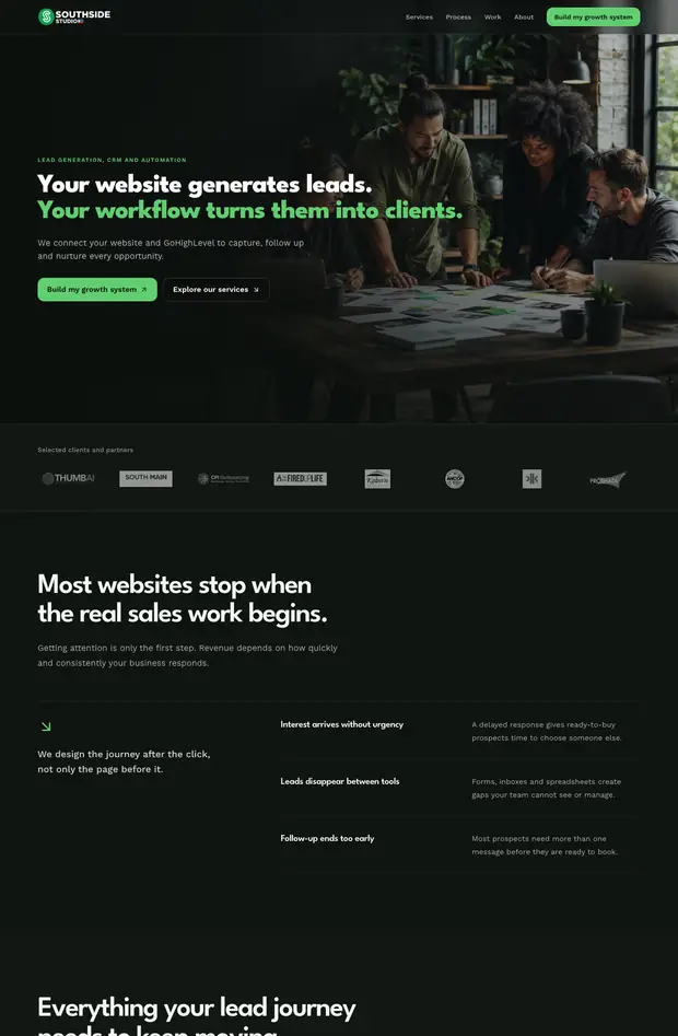 Screenshot of the Southside Studio website